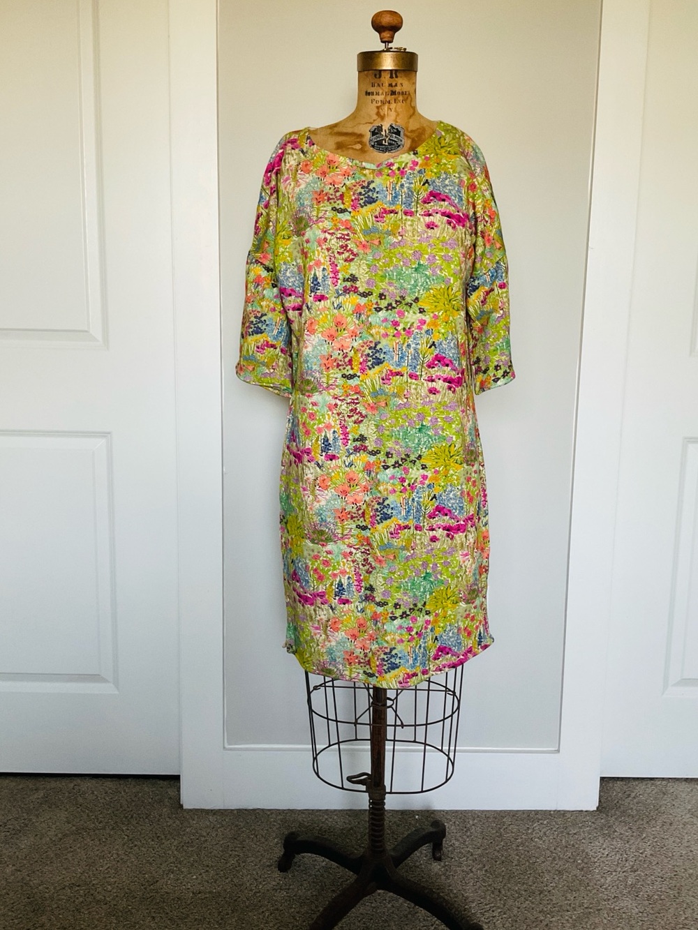 Delphine Green Floral Cotton Dress, Medium
